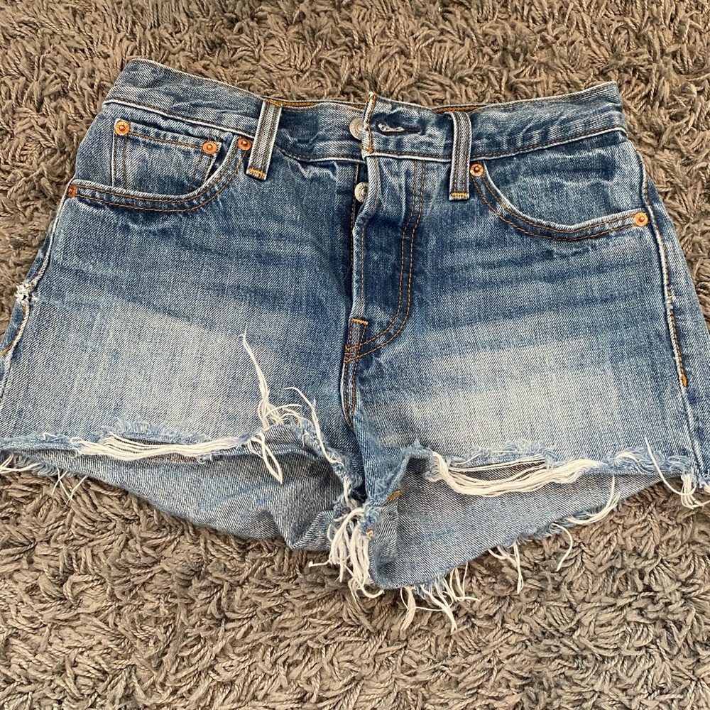 Levi's Blue Distressed Jean Shorts